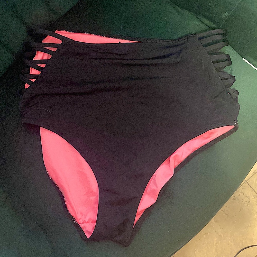 High waist full coverage Pink bathing suit bottoms